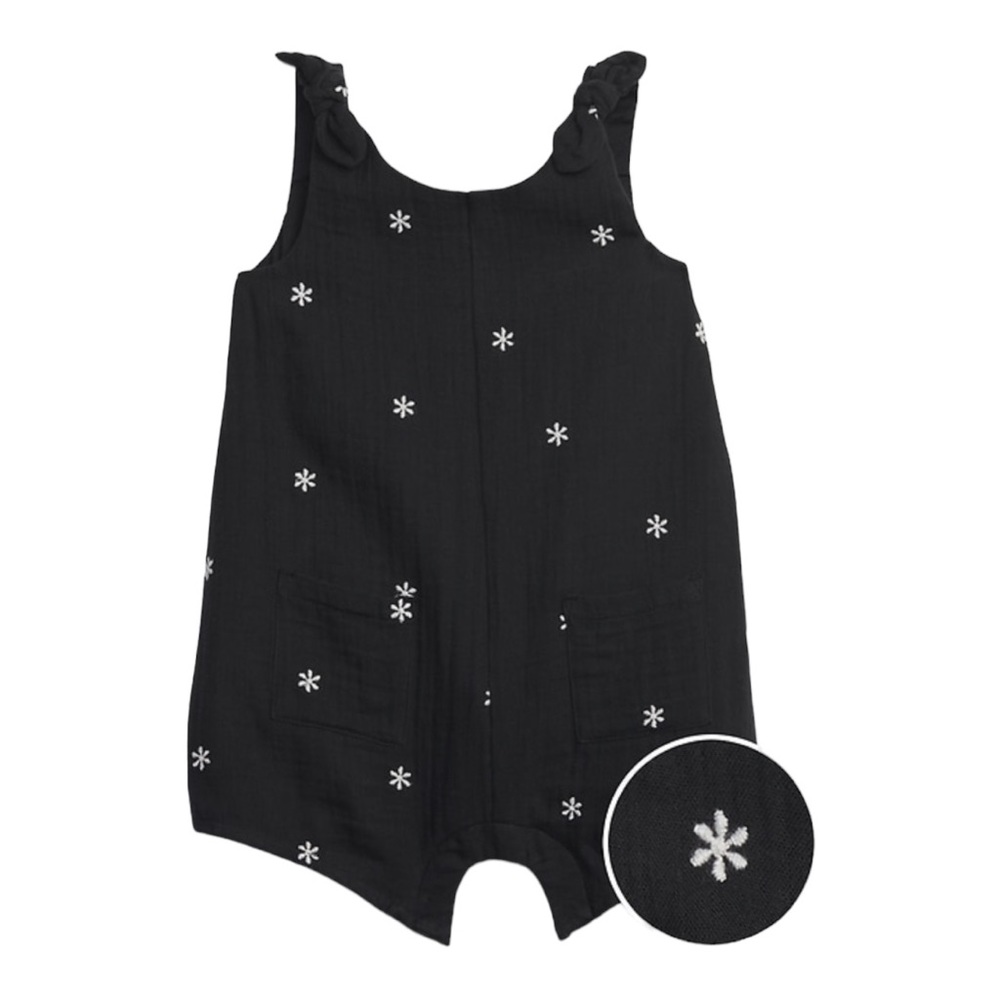 Baby gap black linen cotton pocket one size jumpsuit